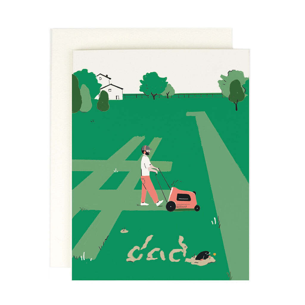 Dad mowing card