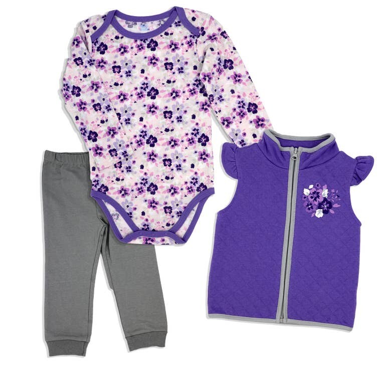 Purple Floral Vest Set