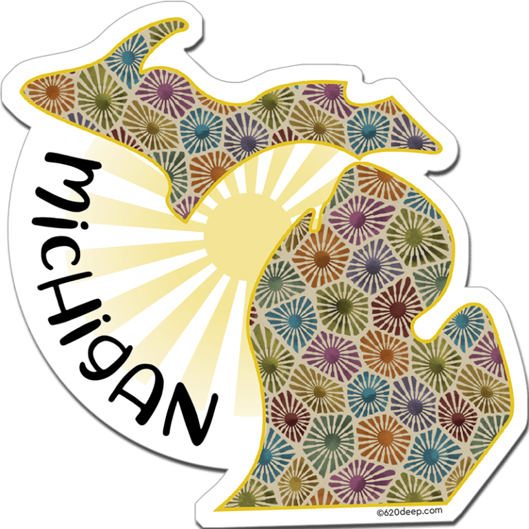 Michigan Coral Sunburst Sticker