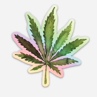 AJ Holographic Cannabis Sticker