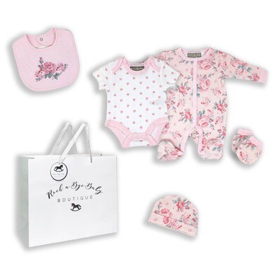 Embroidered Pink Baby Set