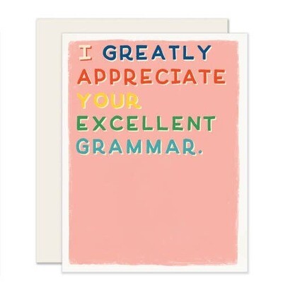 Excellent Grammar Card