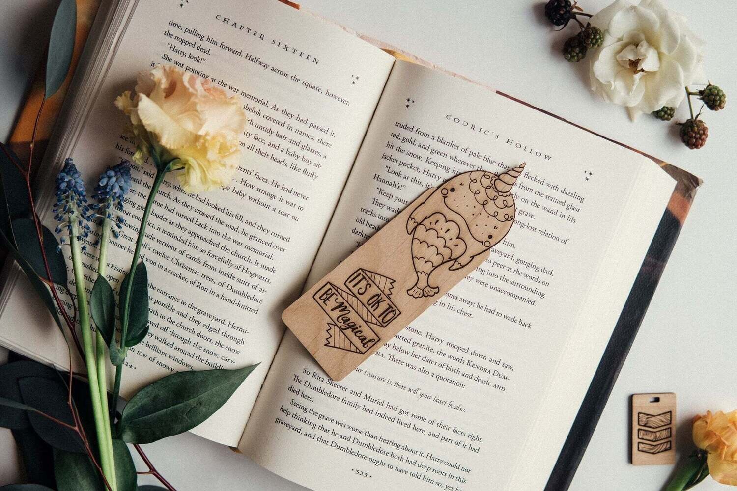 Narwhal Wooden Bookmark