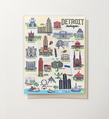 Detroit MI Icon Card