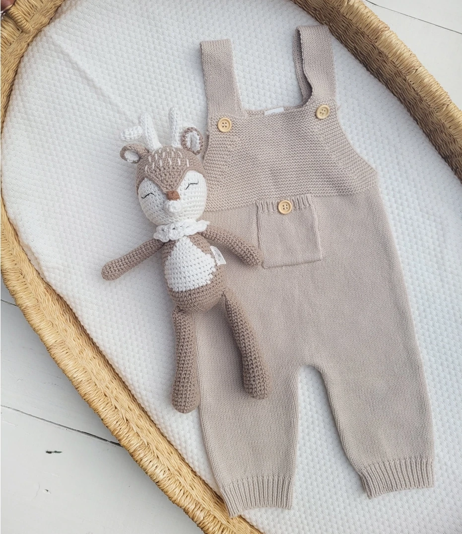 Knit Overalls Taupe