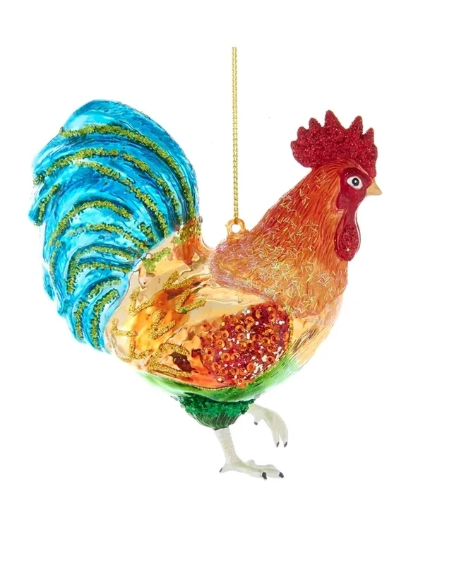Glass Rooster Ornament 