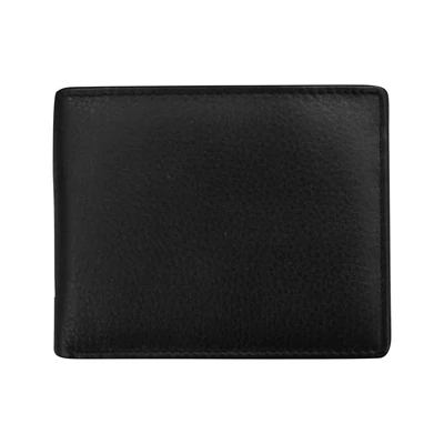 Black Bifold Wallet with Coin Pocket