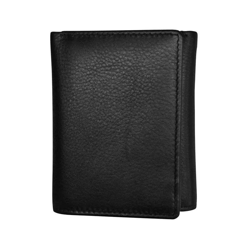 Black Pebble Grain Leather Trifold Wallet Black Pebble Grain Leather Trifold Wallet