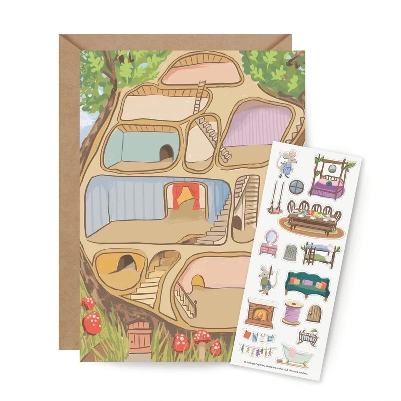 Sticker Mouse House Card