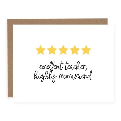 Excellent Teacher Card