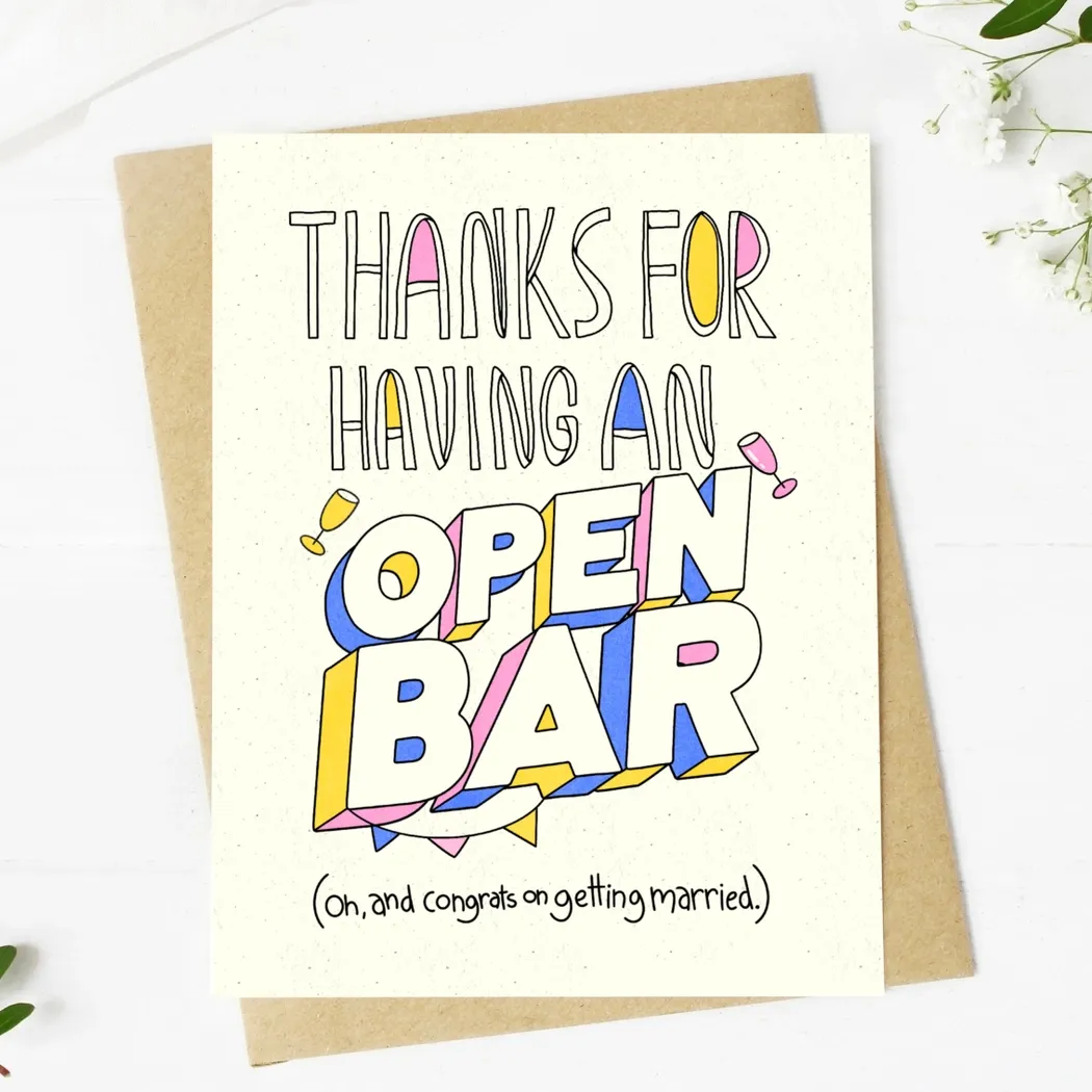 Open Bar Wedding Card