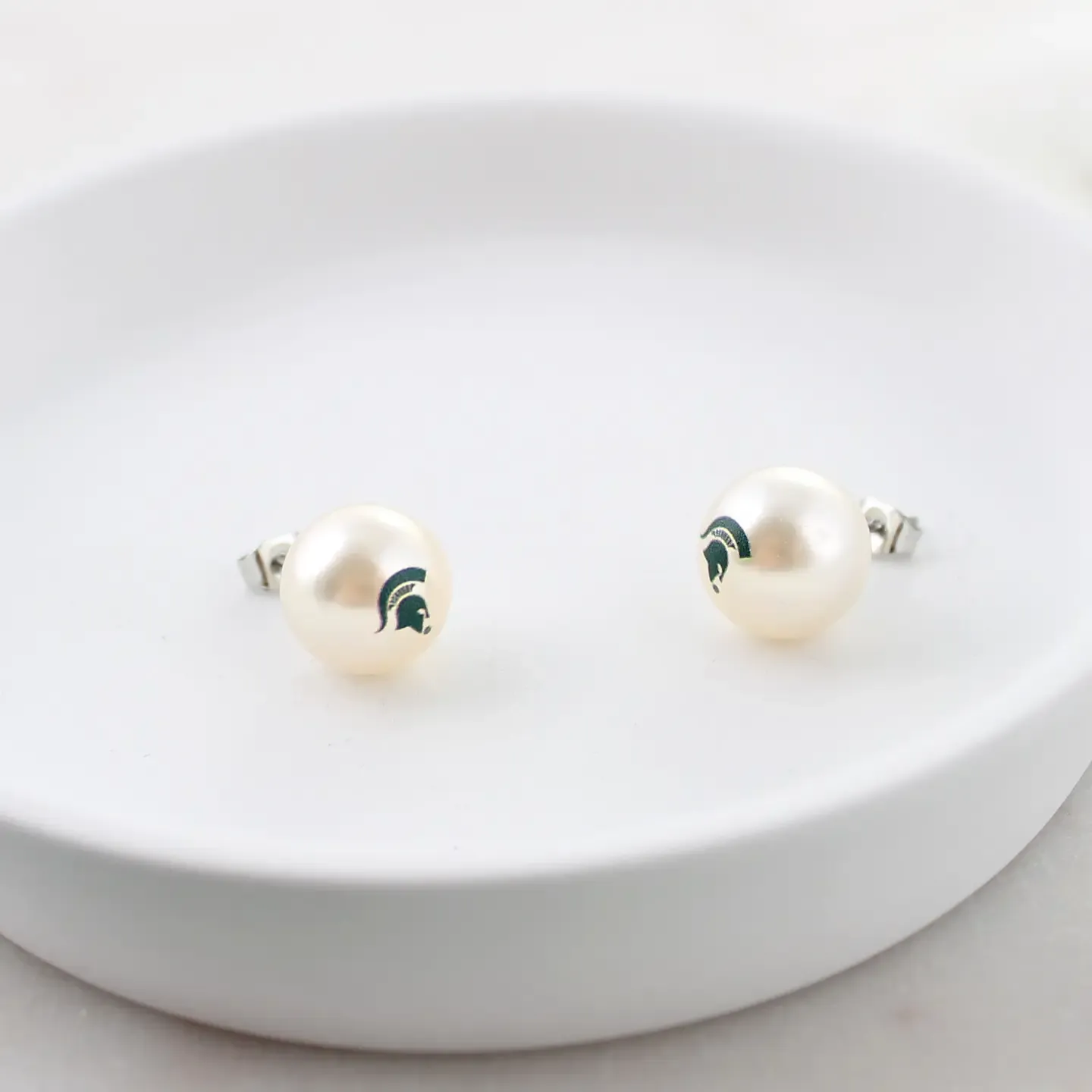 MSU Logo Pearl Earrings