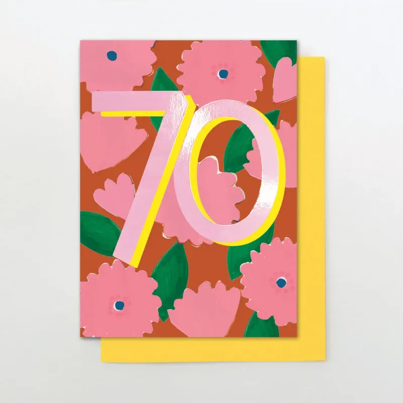 70th Floral Birthday Card