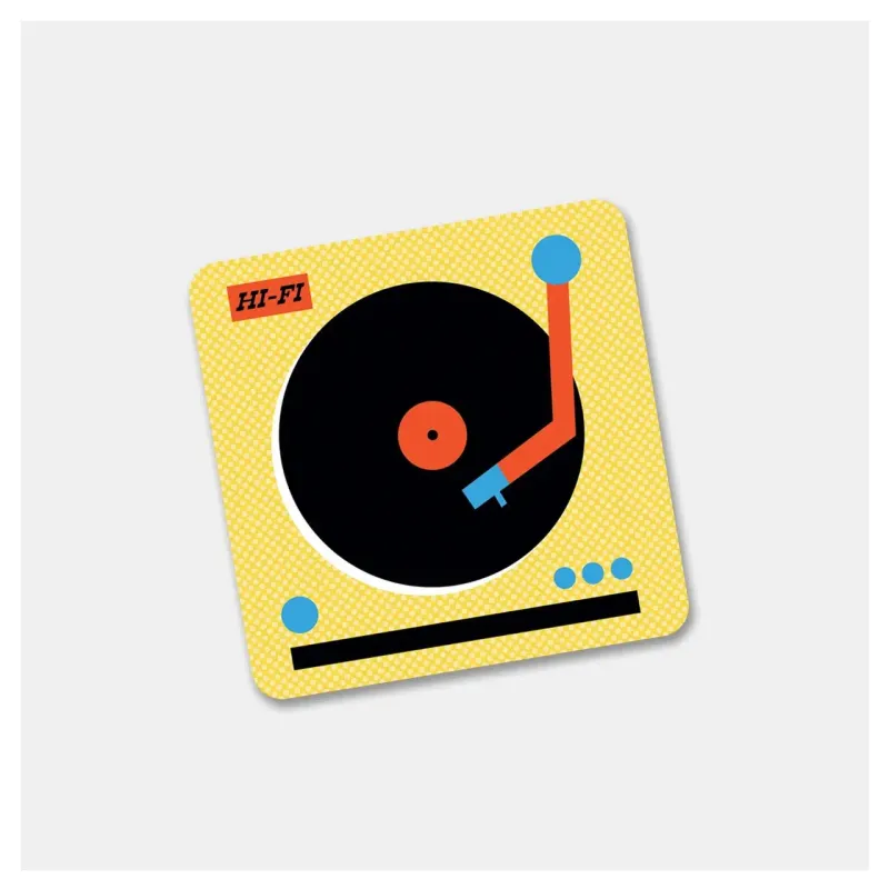 Yellow Record Player Sticker