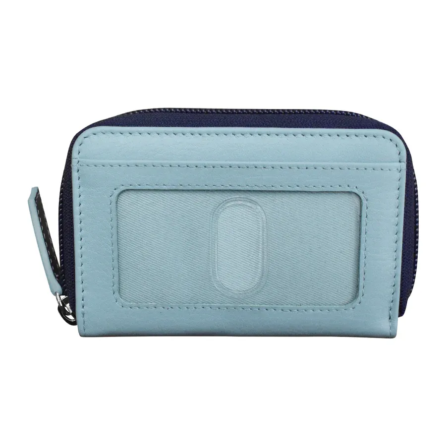 Two Tone Zip Around Pouch Chambray