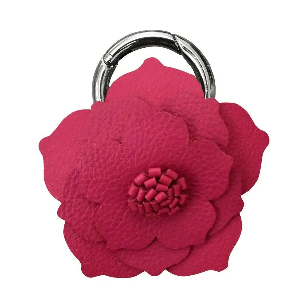 Leather Flower Charm Pink