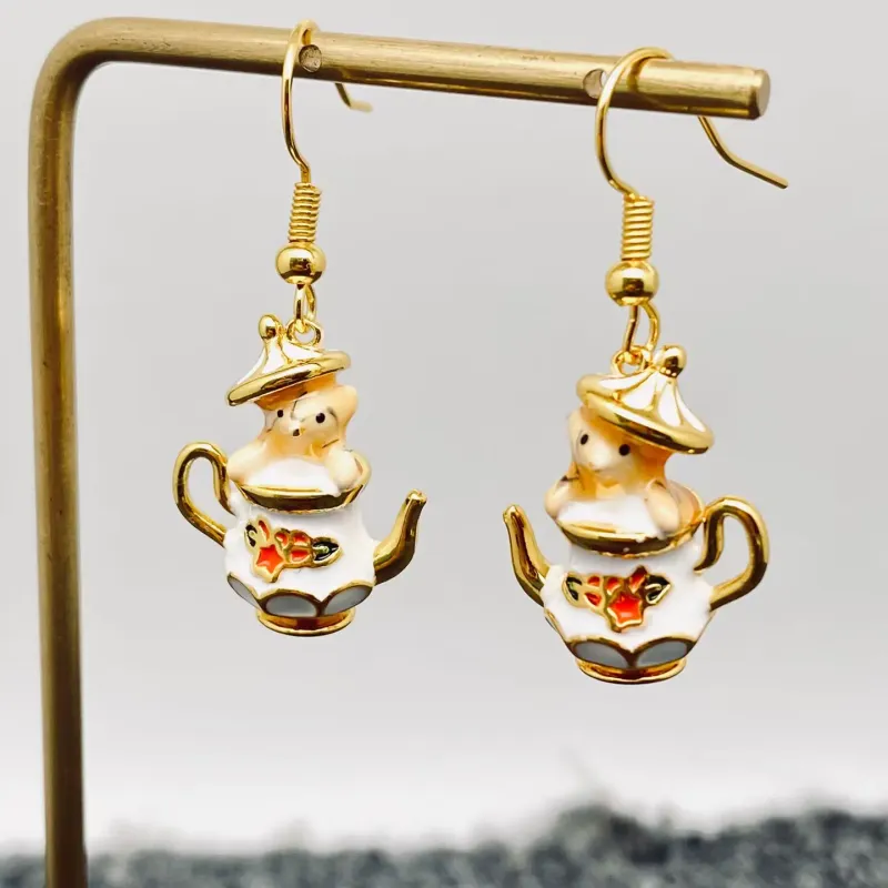 Chipmunk in Teapot Earrings 
