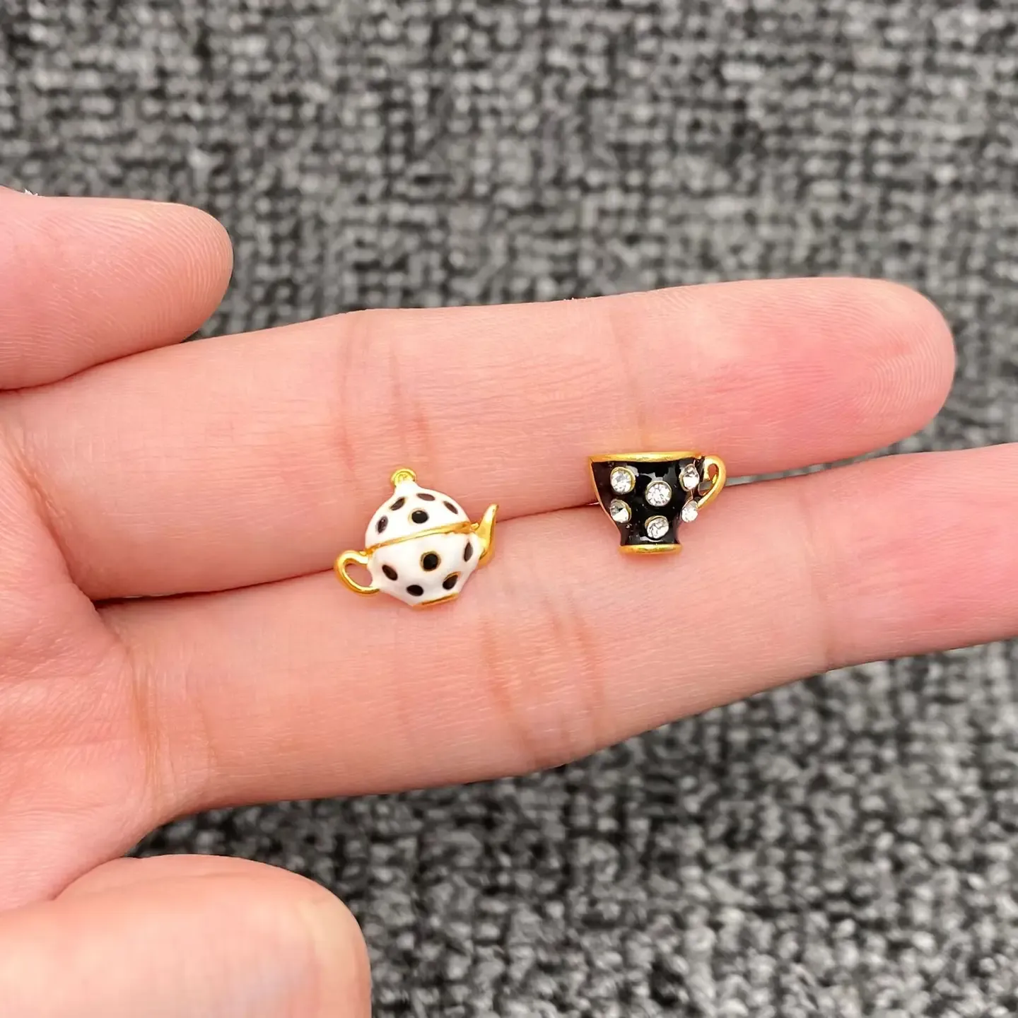 Polka Dot Tea Set Earrings 