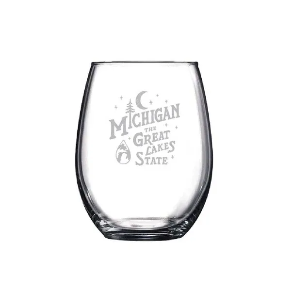 Michigan Great Lakes Moon Wine Glass