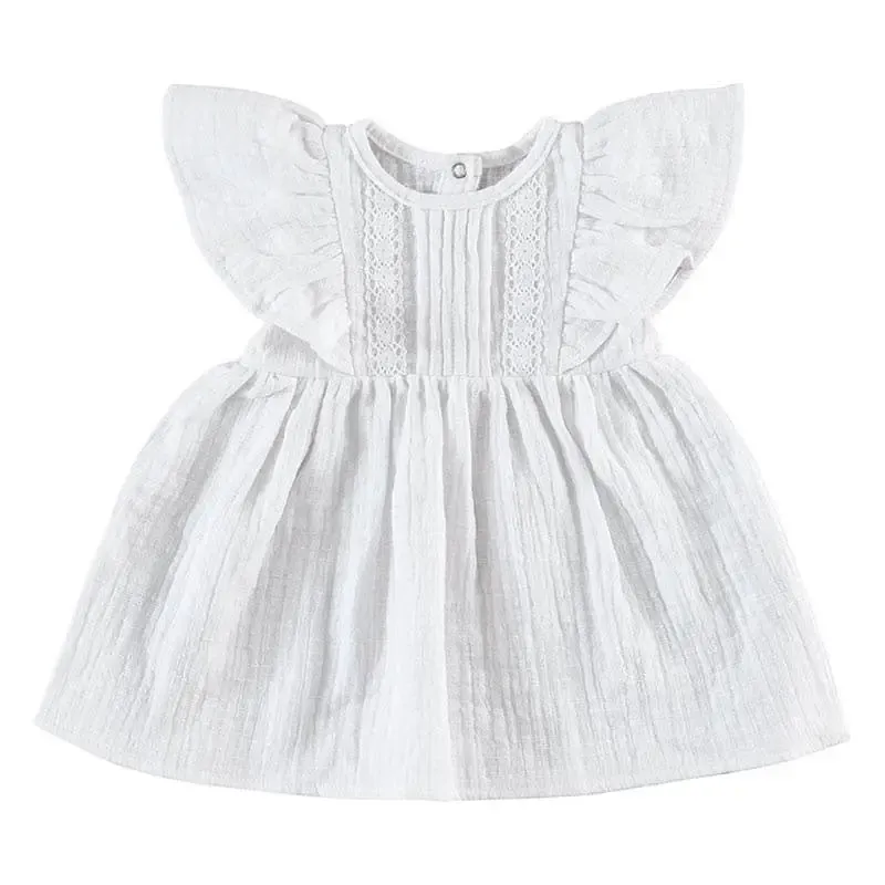 White Flutter Dress 6-12m