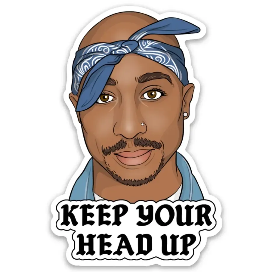 Tupac Head Up Sticker