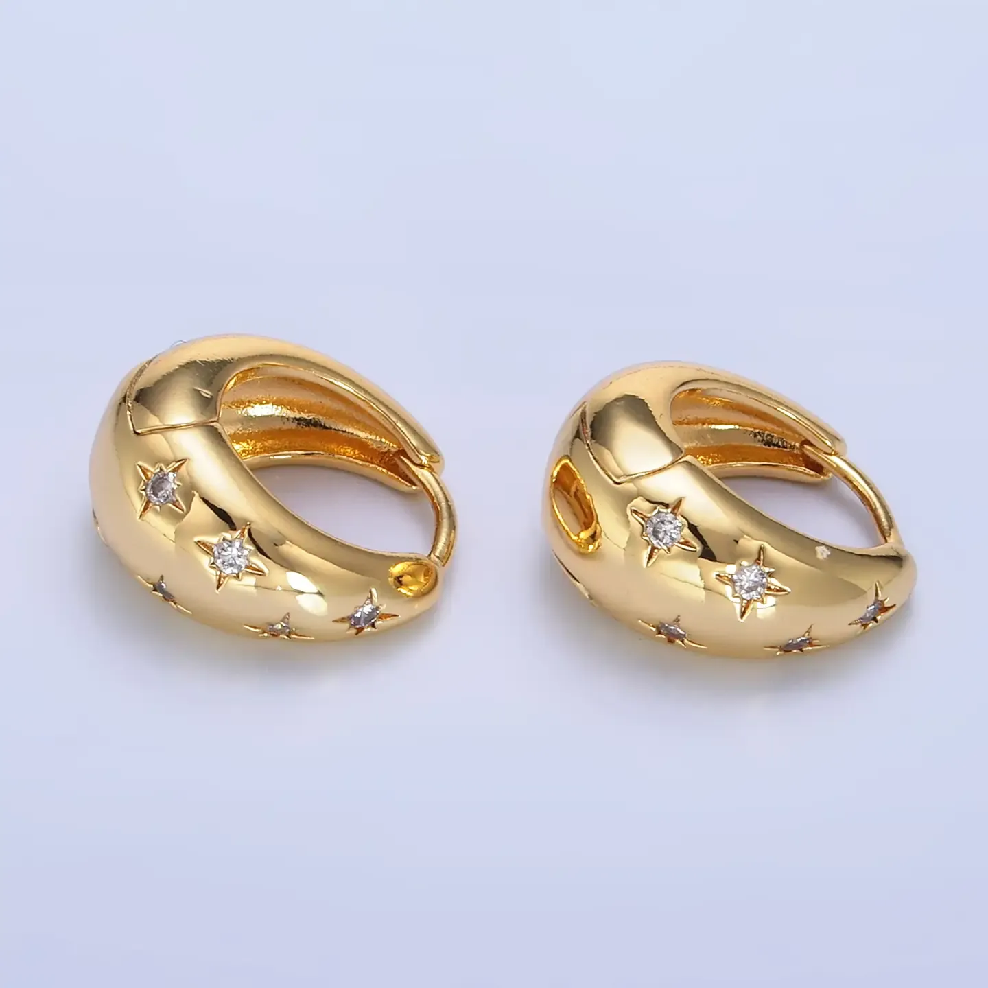 Gold Dome Starry Earrings
