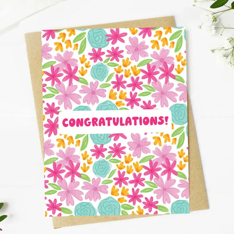 Congrats Floral Patter Card