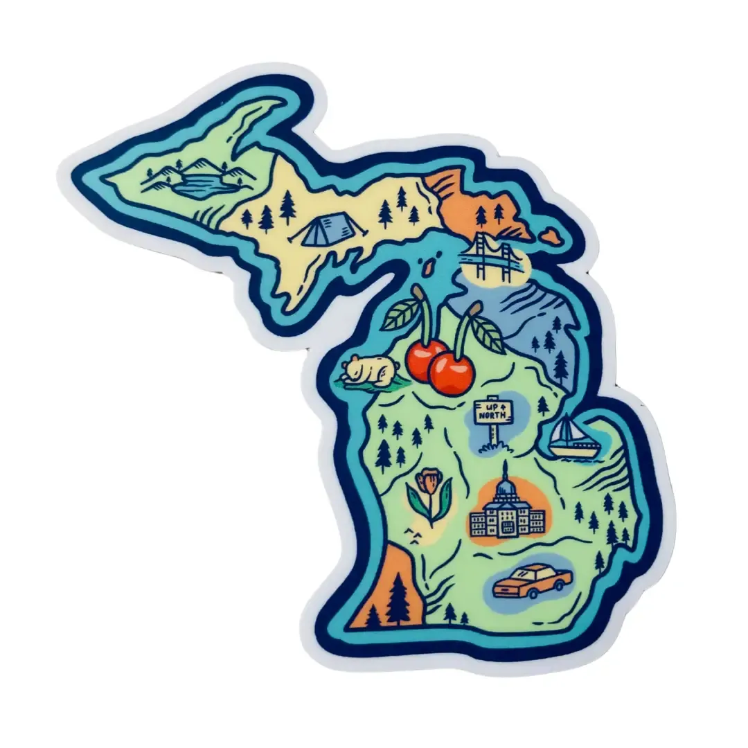 Cartoony Mich Sticker