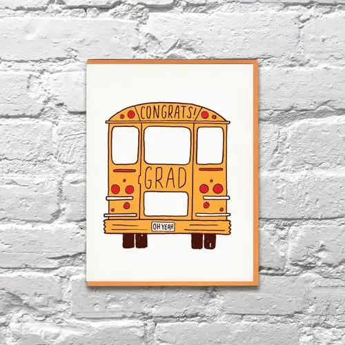 School Bus Grad Card