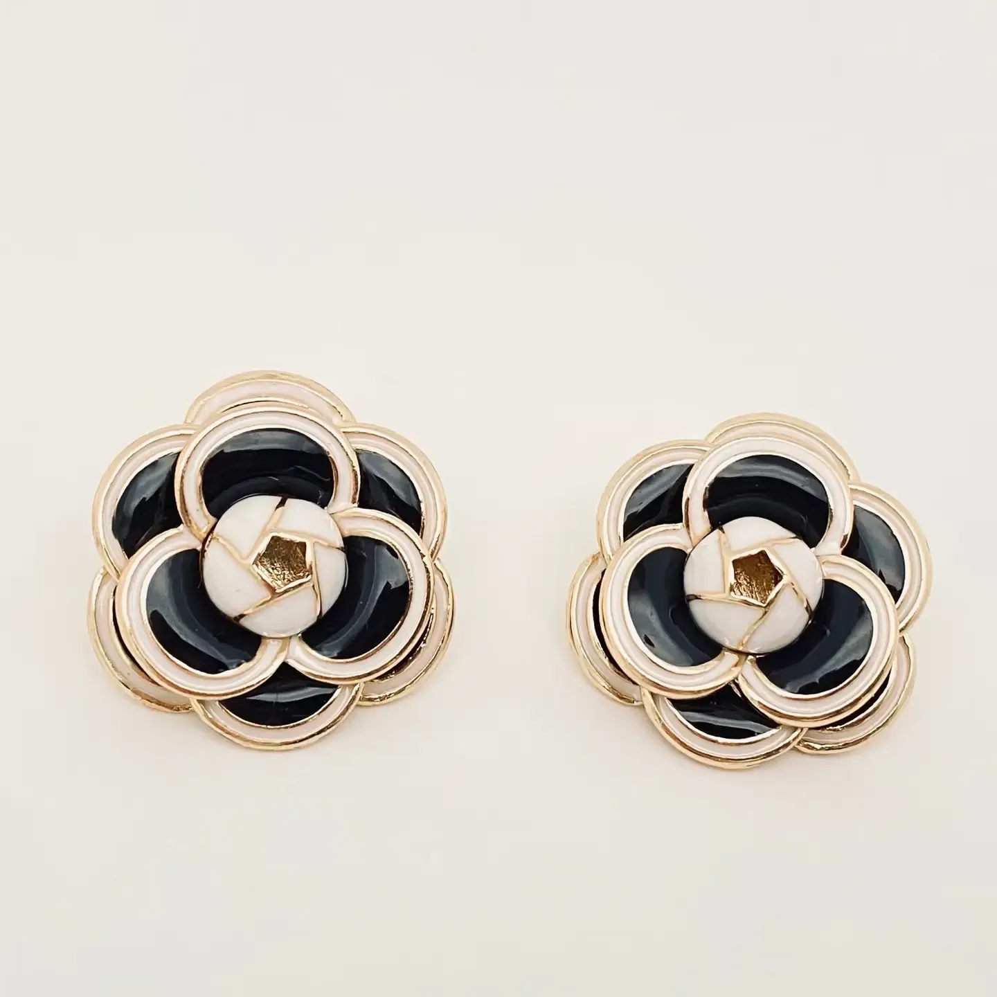 Enamel Camellia Earrings