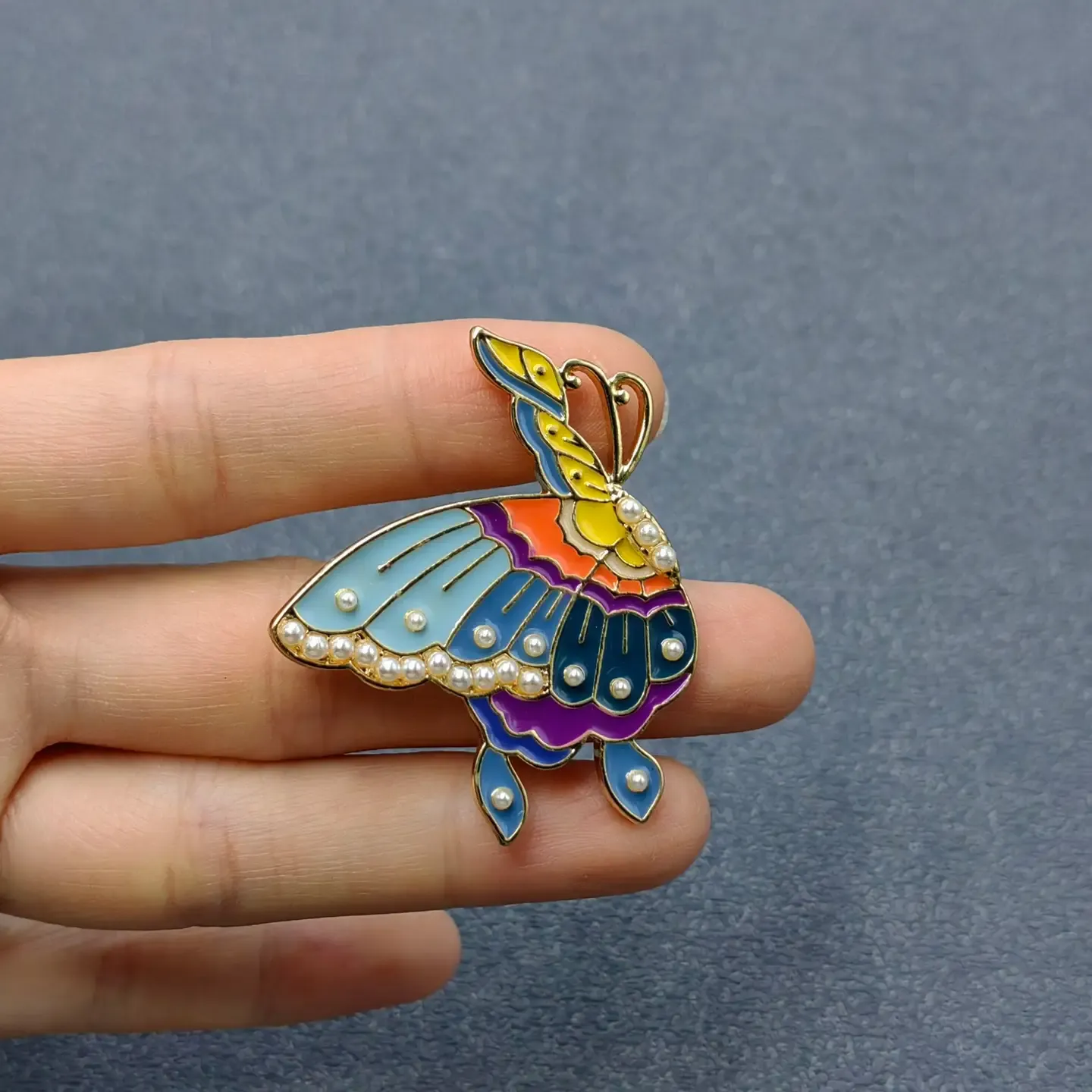Vintage Enamel Butterfly Brooch