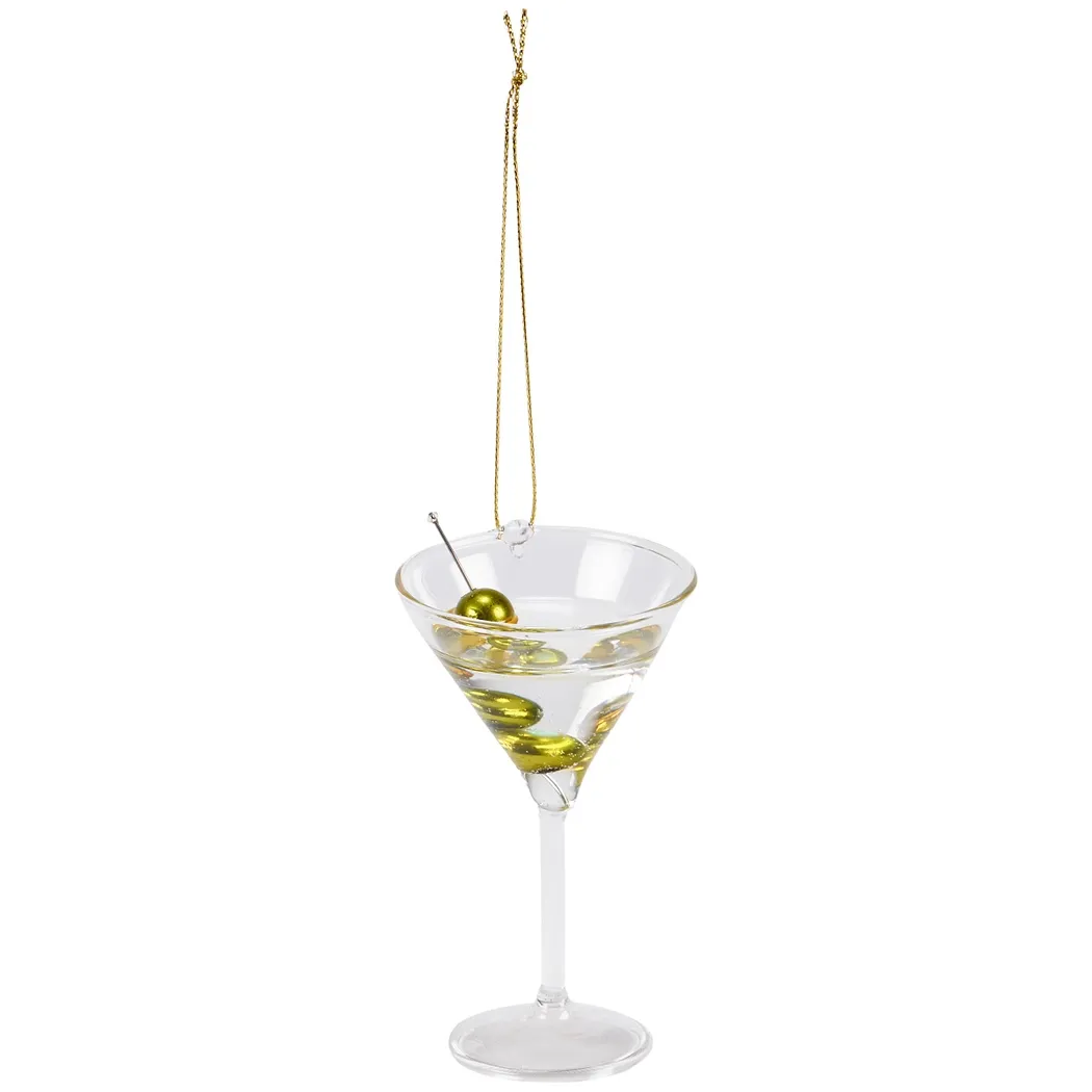 Glass Olive Martini Ornament 