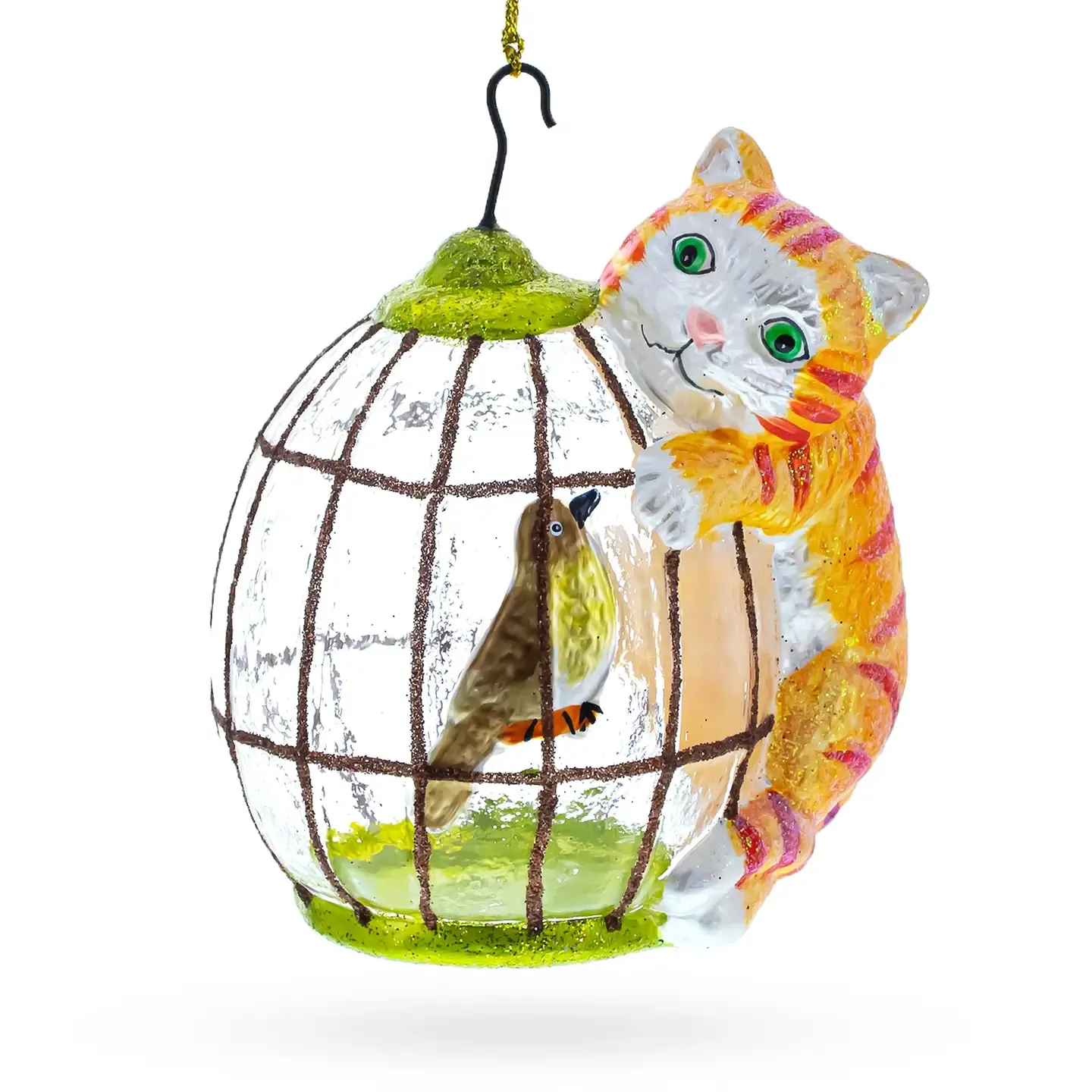 Cat on Birdcage Ornament