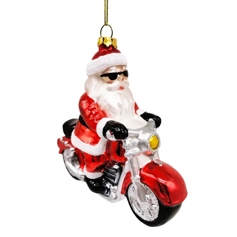 Motorcycle Santa Ornament 