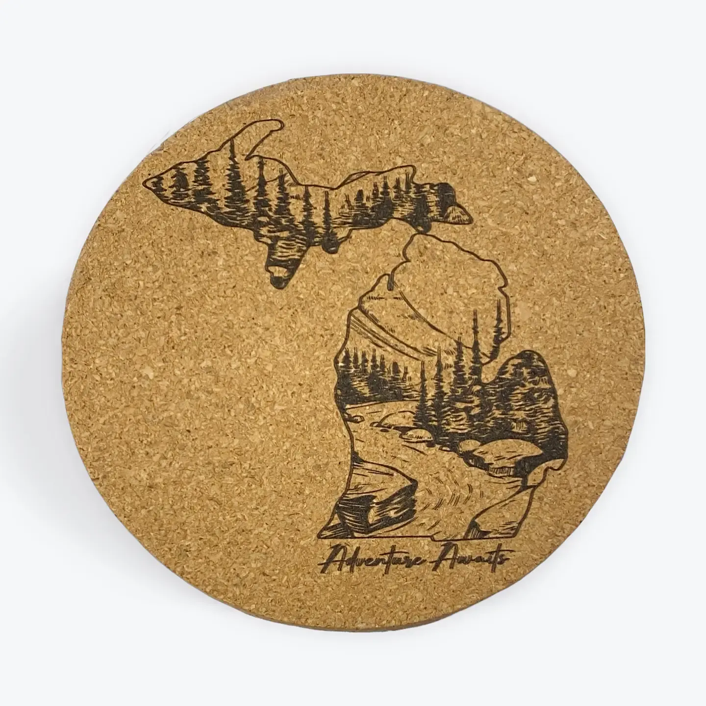 Adventure Awaits Cork Coaster