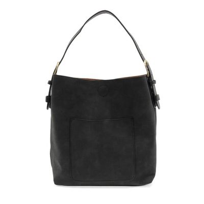 Joy Blk w/Blk Handle Rich Faux Suede Hobo