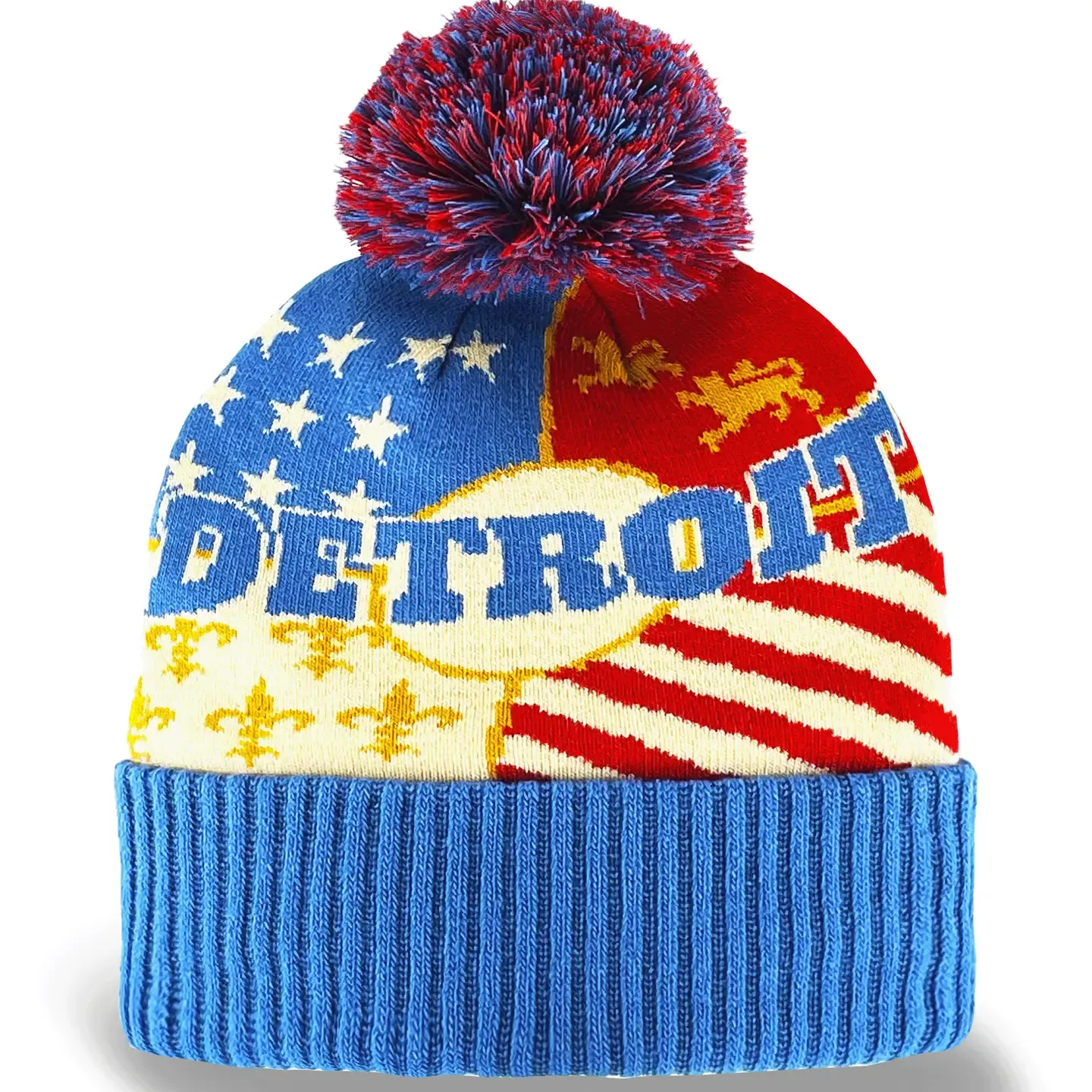 Detroit Beanie w/Pom Pom