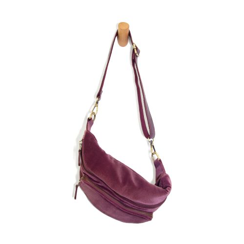 Joy Rory Plum Velvet Sling Belt Bag