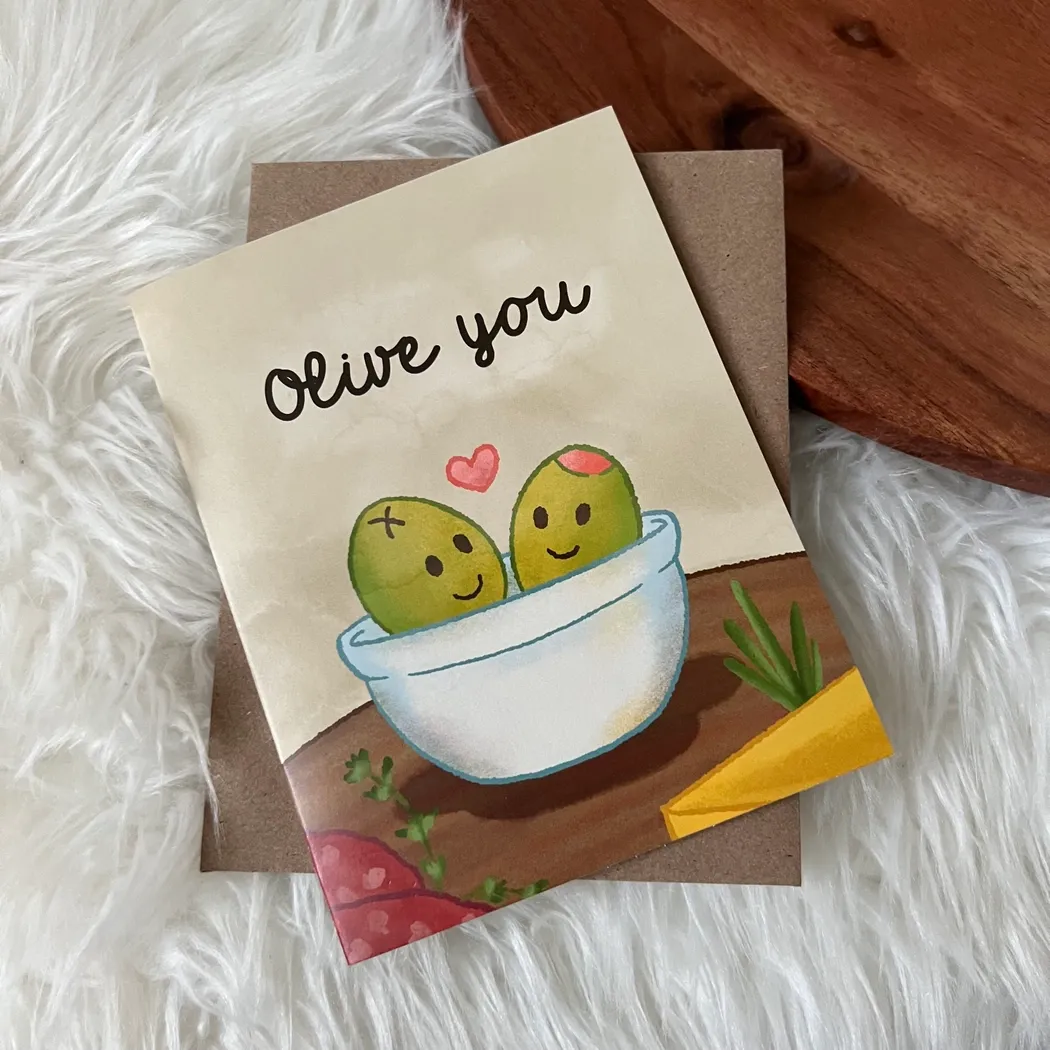 Olive You Heart Card