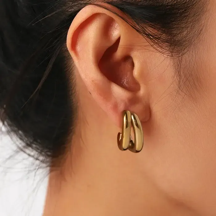 Gold Double Hoop Earrings