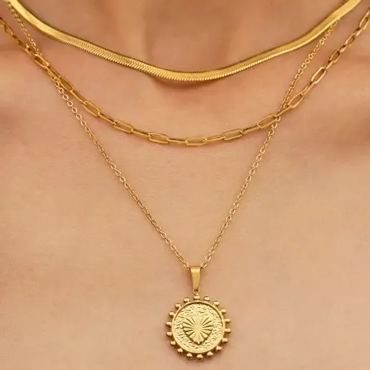 Layered Heart Stamped Necklace Layered Heart Stamped Necklace