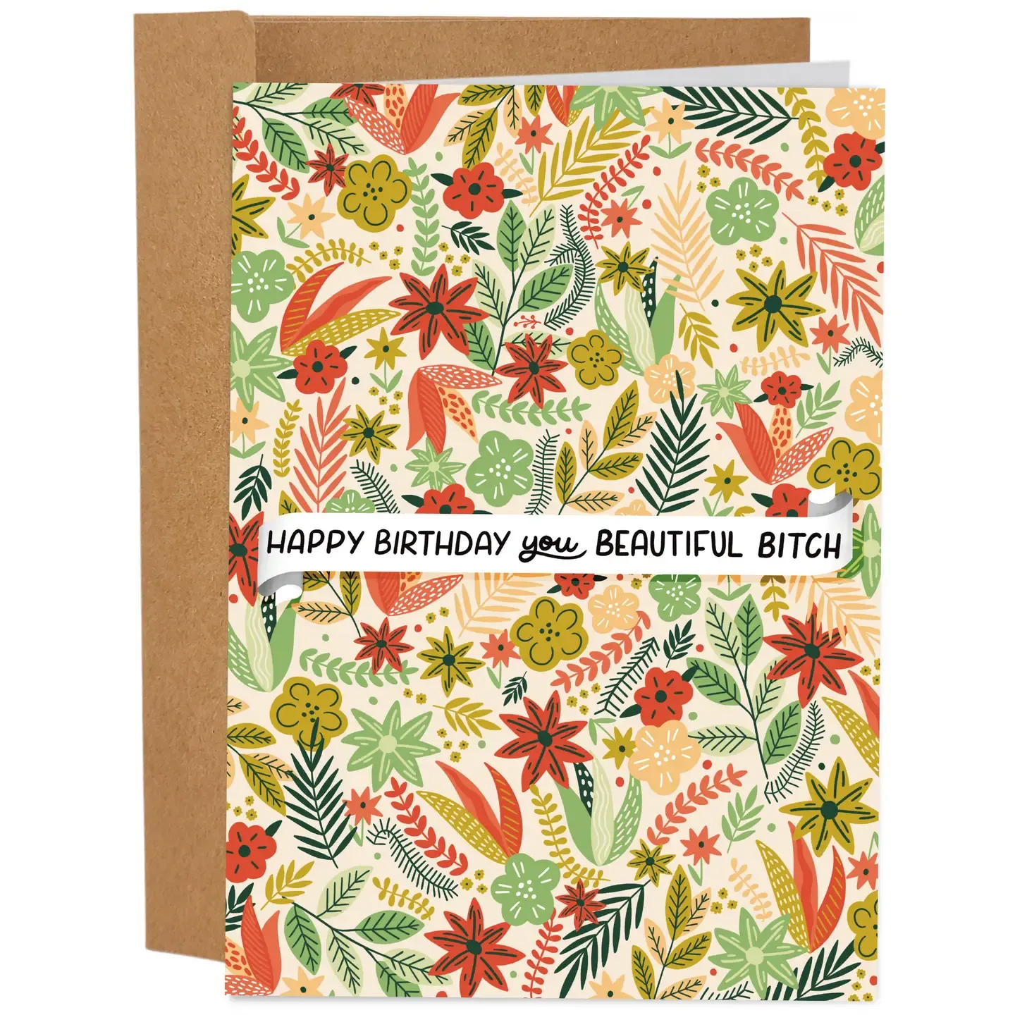 HB Beautiful Bitch Floral Card