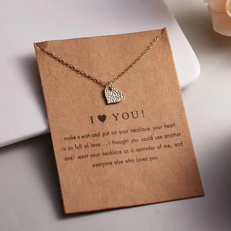 Gold Hammered Heart Necklace