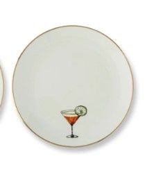 Pomegranate Martini Gold Rim Plate Pomegranate Martini Gold Rim Plate