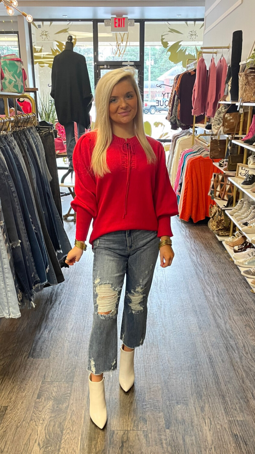 Lip Stick Red Light Knit Sweater