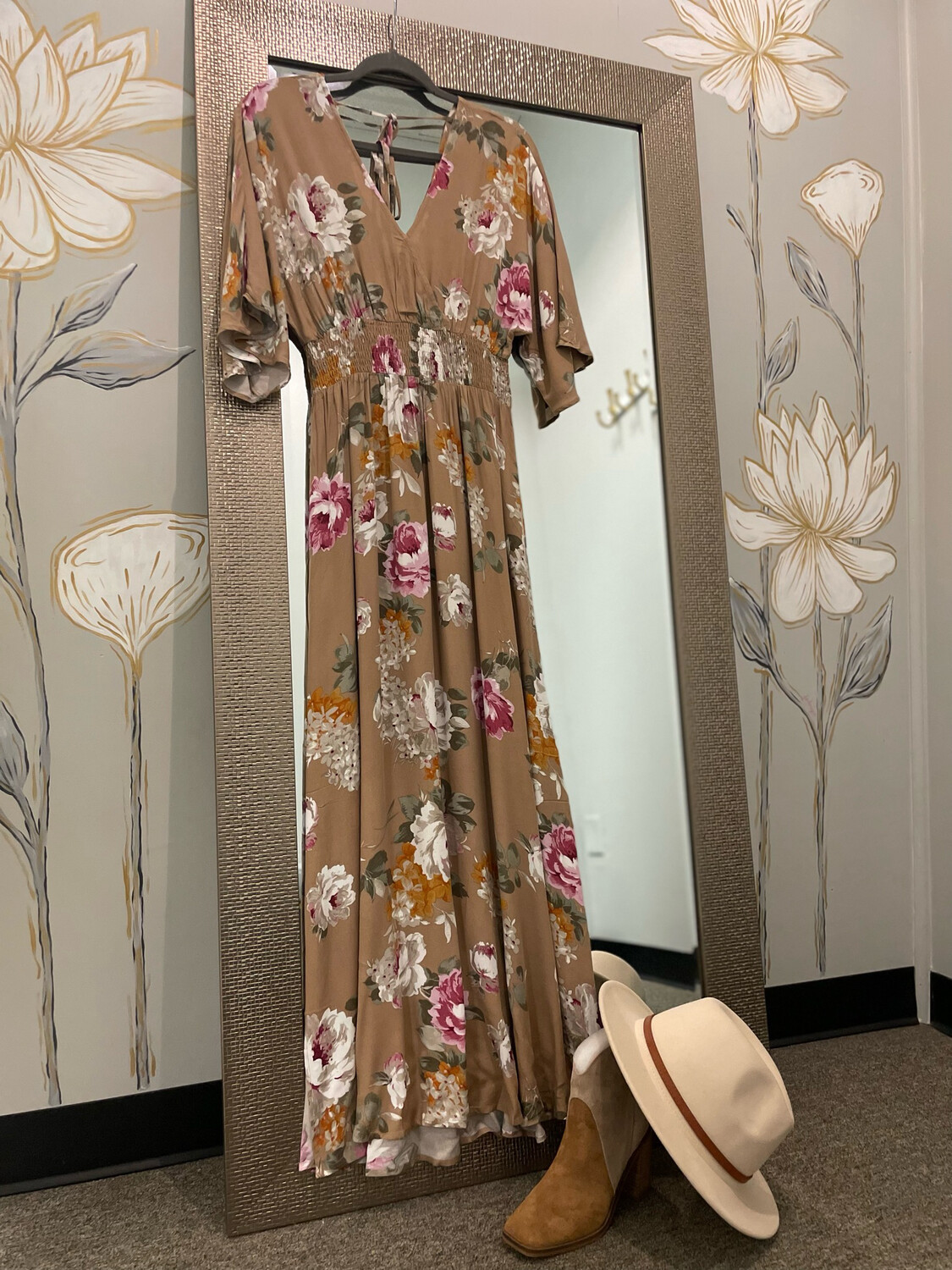 Taupe Floral Maxi