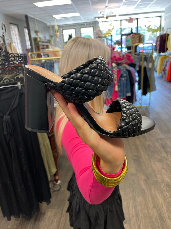 Black Braided Heel
