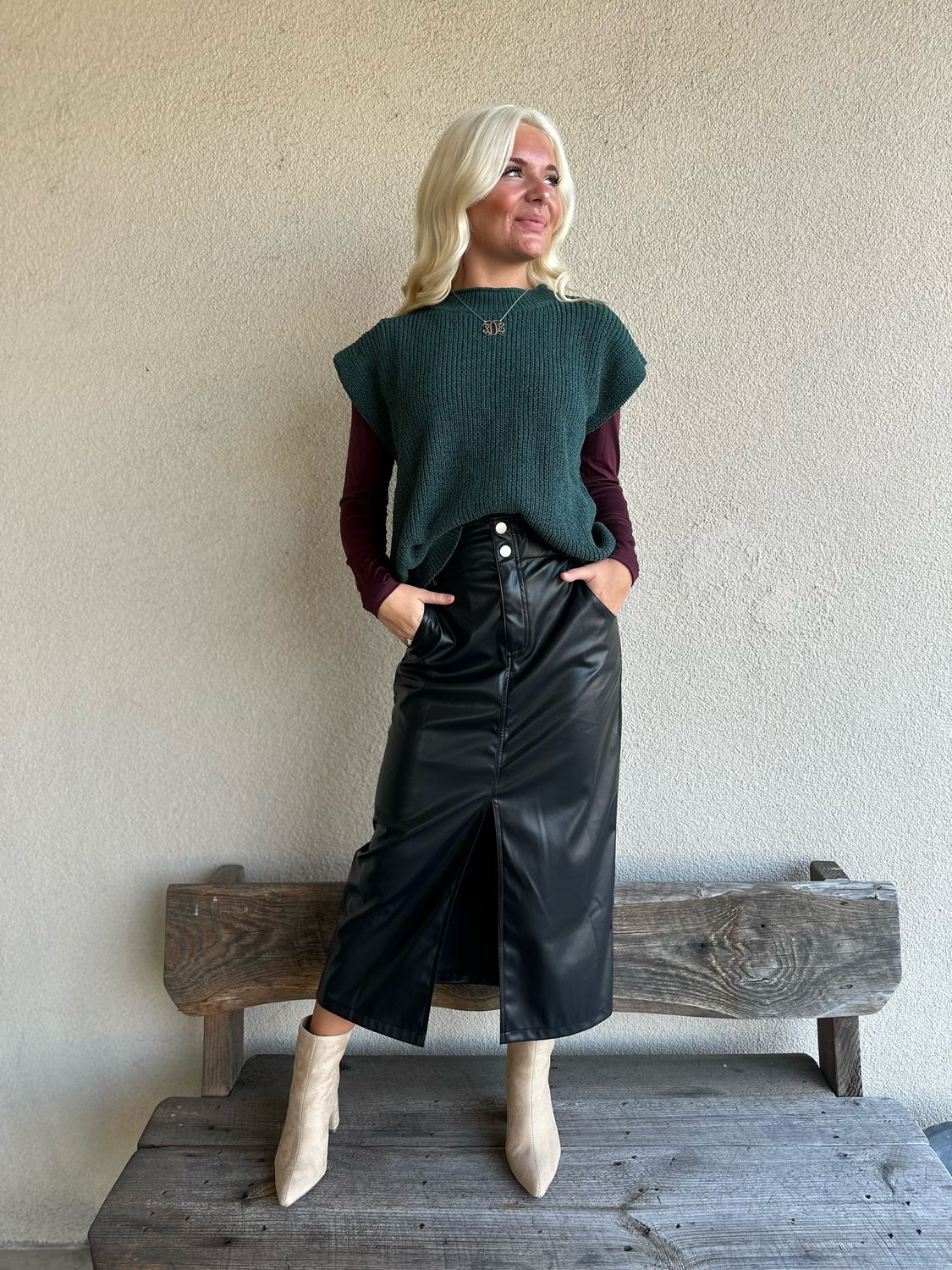 Night Talk Faux Leather Skirt