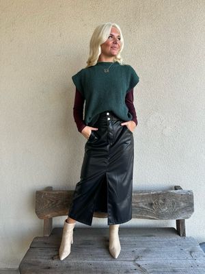 Night Talk Faux Leather Skirt