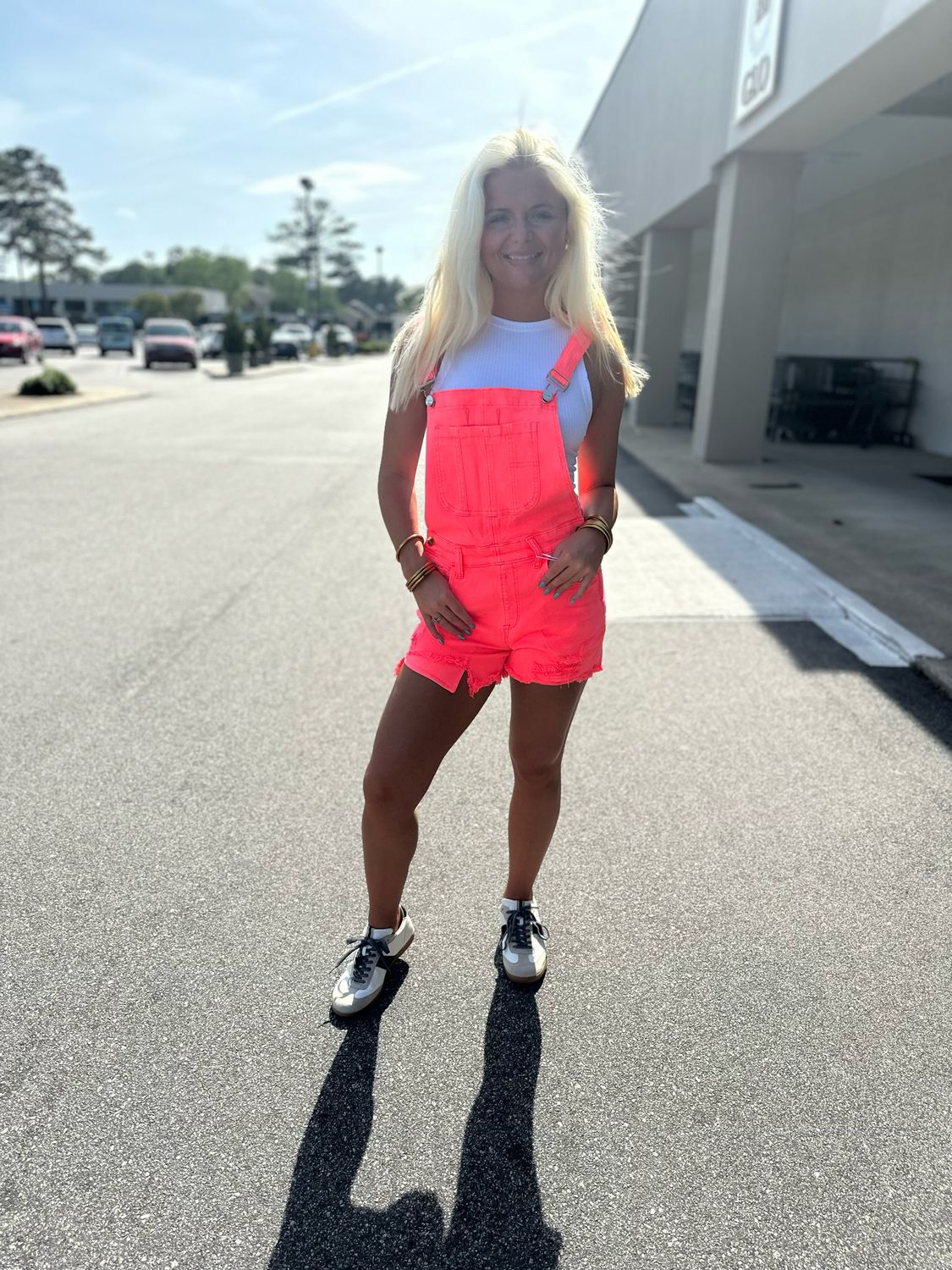 Neon Coral Overall Short